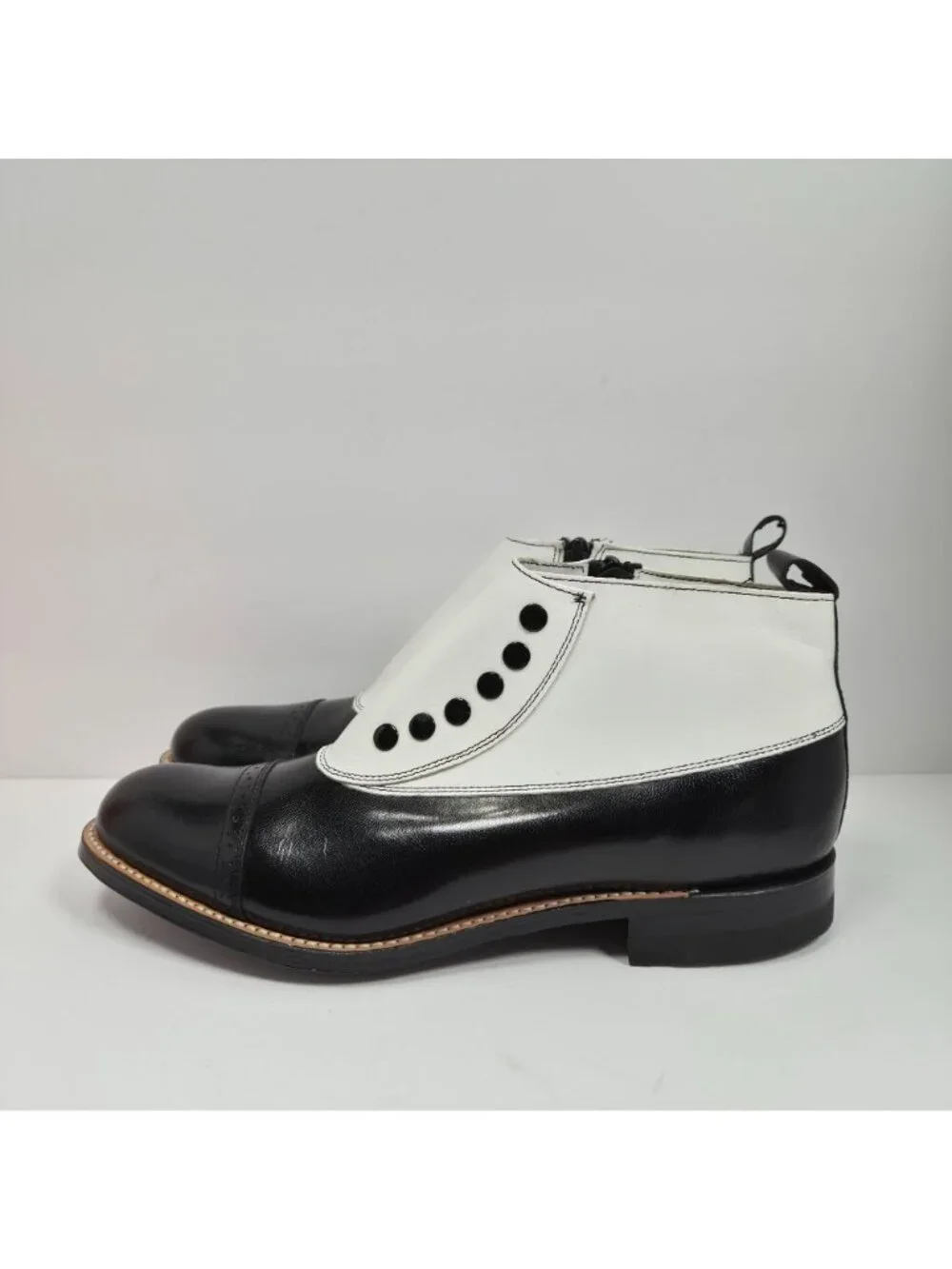 Stacy Adams Madison Men's White Black Leather Ankle Boots US Size 7.5D